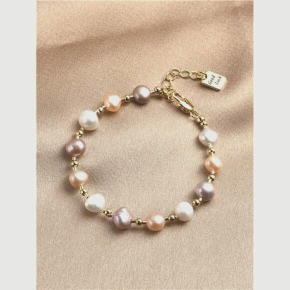 18K Gold Plated Natural Pearl Bracelet, Gift For Mother's Day, Valentine's - Picture 1 of 4
